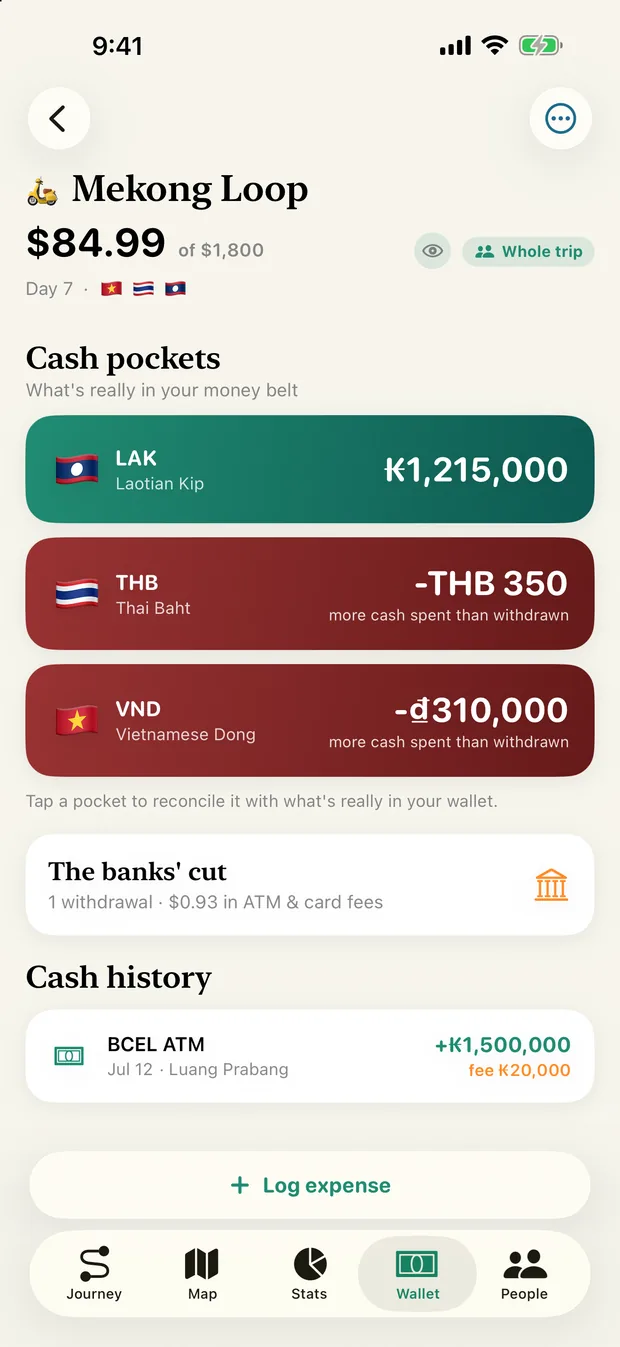 Cash pockets and ATM history